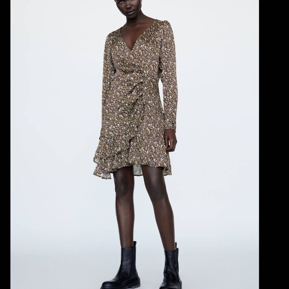 ZARA RUFFLED MINI DRESS - Picture 2 of 4